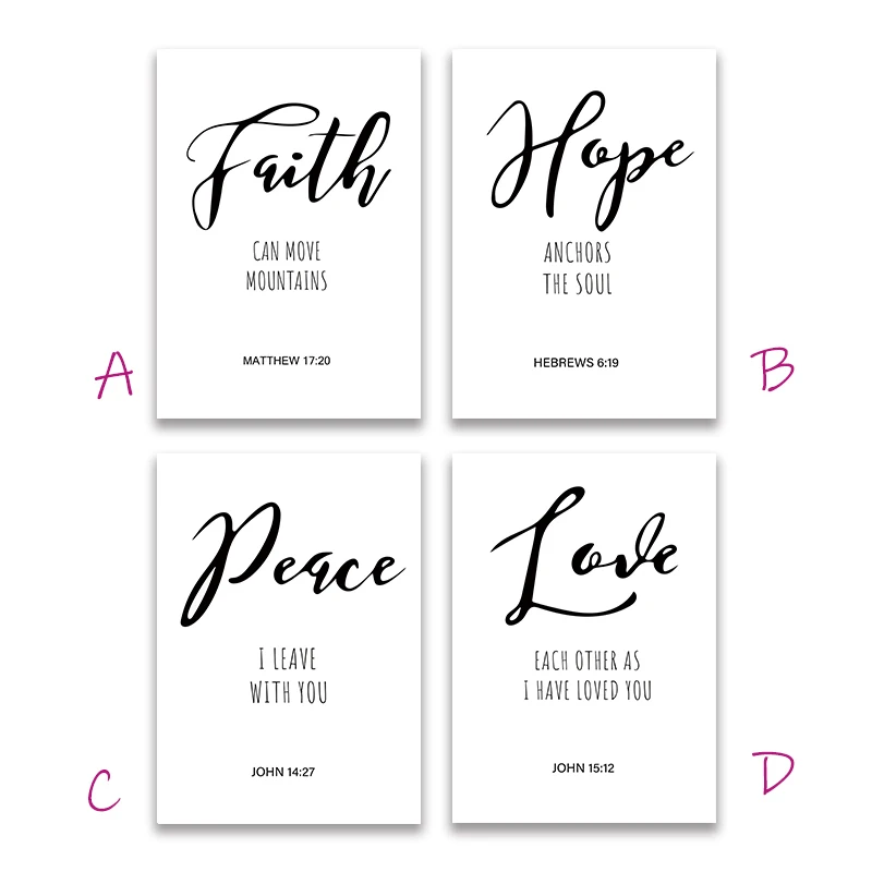 

Nordic Style Bible Verse Wall Canvas Painting Art Poster Faith Hope Peace Love Prints Home Decoration For Living Room