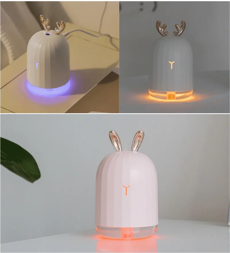 

Usb Aroma Essential Oil Diffuser Ultrasonic Cool Mist Humidifier Air Purifier Led Night Light Humidifier Deer For Office Home