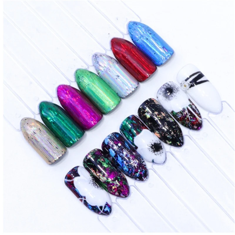 Голографическая Лазерная переводная Фольга для ногтей 10 шт./кор. Набор наклеек