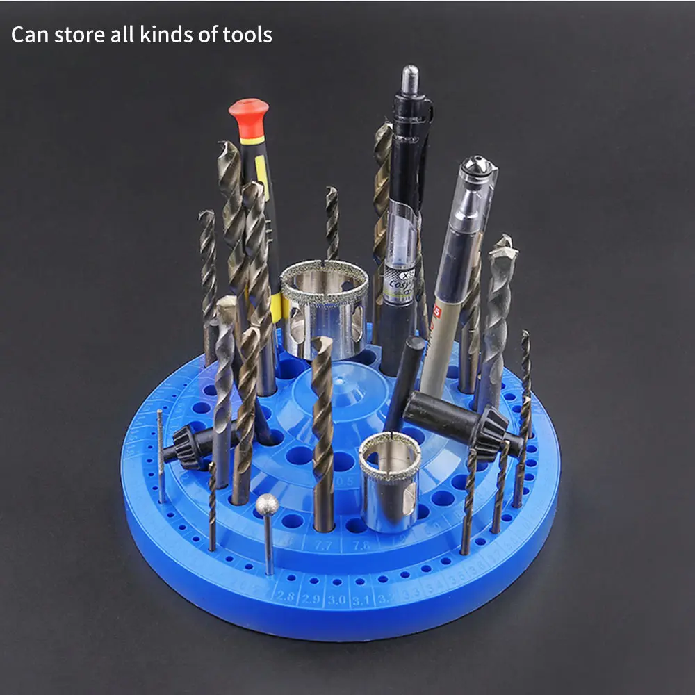 

1pcs Round Shape Plastic Hard 100pcs 1-13mm Drill Bit Storage Case Blue