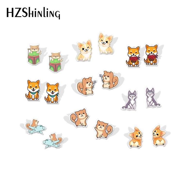 2019 новые акриловые Серьги Сиба ину модные серьги гвоздики с забавной желтой