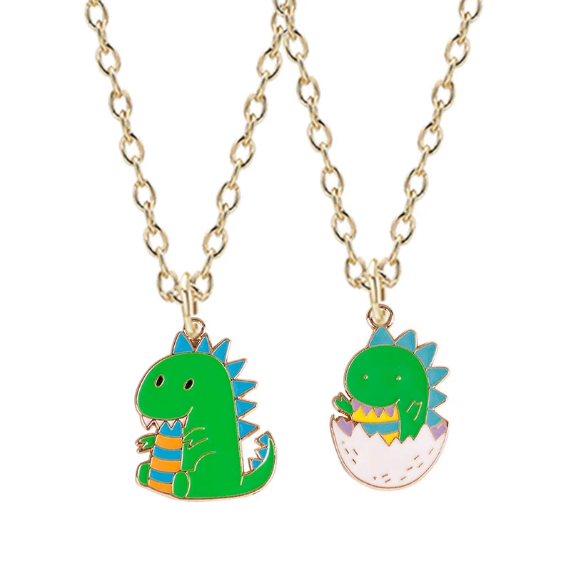 

DIY Creative Jewelry Cartoon Fashion Dinosaur Necklace Green Broken Shell Animal Pendant Cute Children's Jewelry Birthday Gift