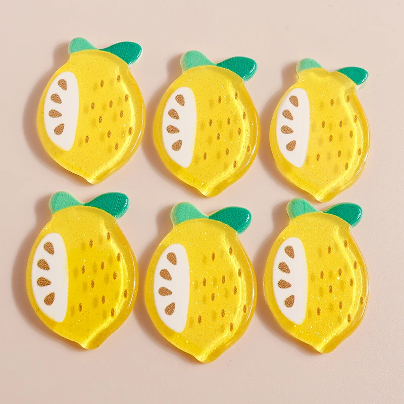 

10pcs Kawaii Mini Lemon Resin Charms Flatback Cabochon Embellishments for Girls DIY Hair Accessories Home Decoration