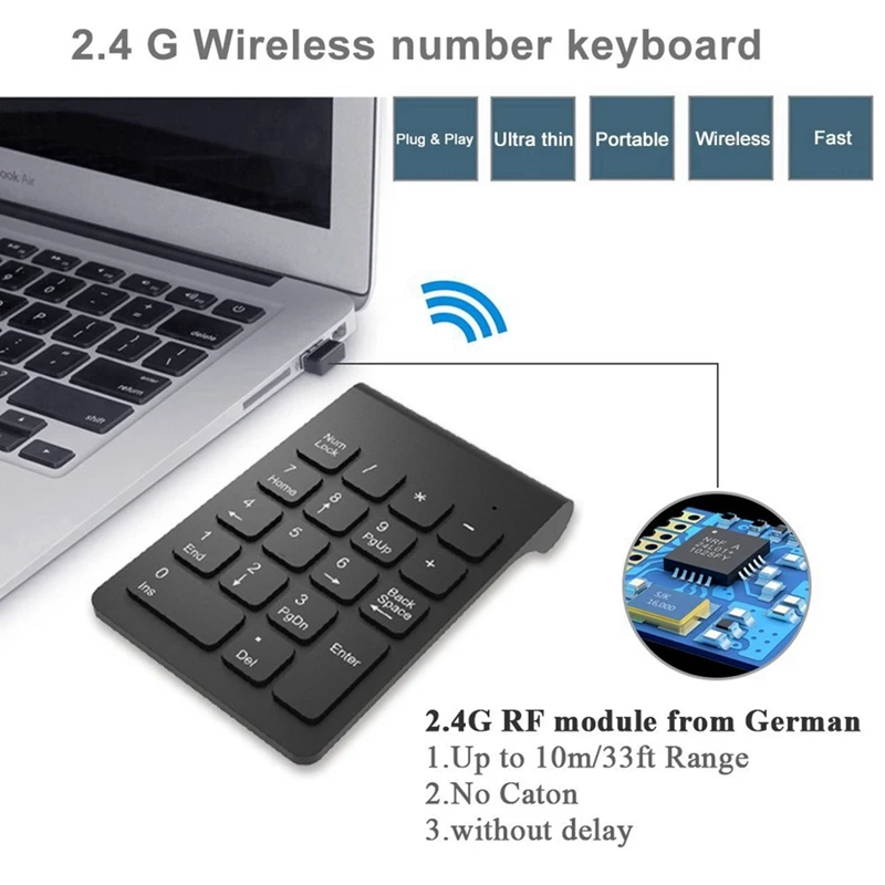 2 pcs wireless 2 4ghz 18 keys number pad numeric keypad keyboard for laptop pc mac white black free global shipping