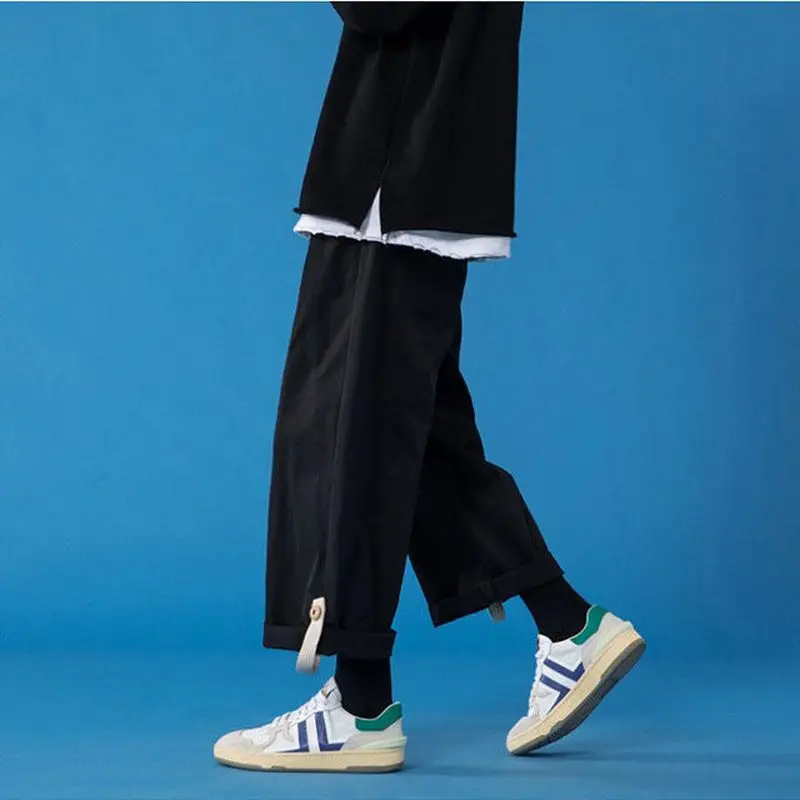 

pants men spring autumn solid straight casual pant all-match loose Japanese fashion cargo man handsome oversized trousers