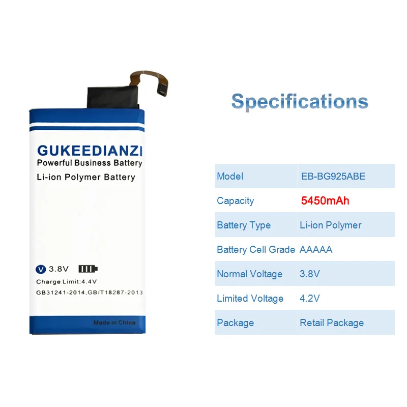 Аккумулятор gukeedianzi EB-BG925ABE 5450 ма-ч для samsung GALAXY S6 край G9250 G925FQ G925F G925S S6Edge G925V G925A Мощность банка