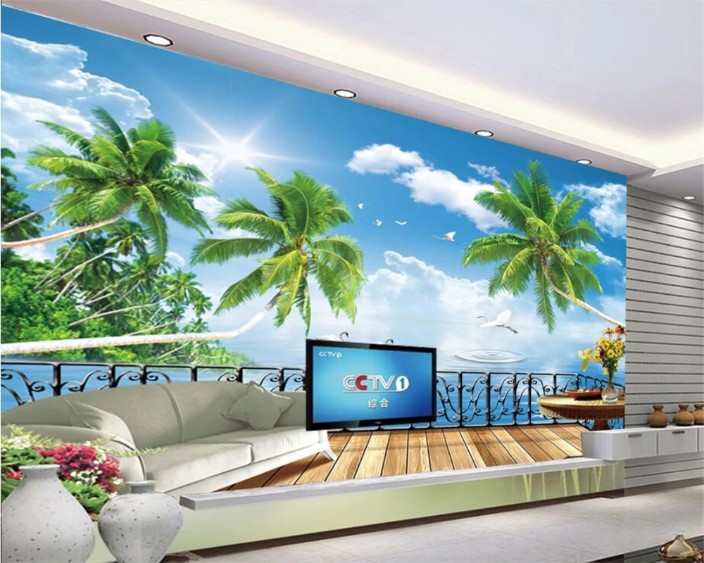 Большие пользовательские обои beibehang красивая мечта вид на море кокосовые деревья