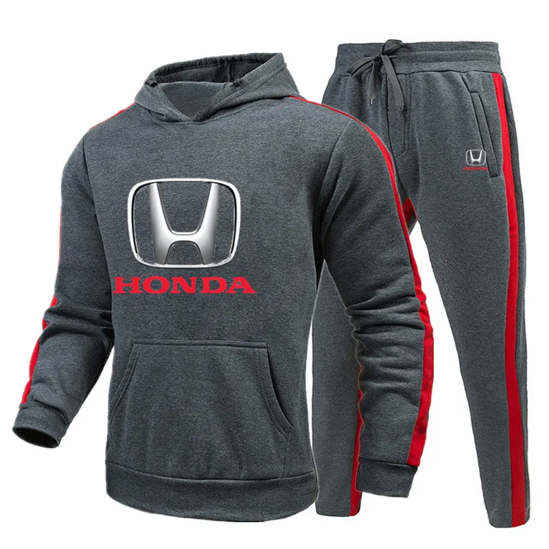 

2021 New Spring Fall Honda Men's Hoodie+Pants Track Field Sweatshirt Sweatpants Fashion Loose Men's Hip Hop Pullover Hoodie