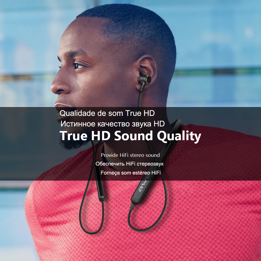 Awei hands free стерео hi fi наушник блютуз беспроводные наушники гарнитура для телефона компьютера пк вкладыши бега с микрофоном спортивные шумоподавлением earbuds микронаушник для андроид iphone Honor Huawei Samsung