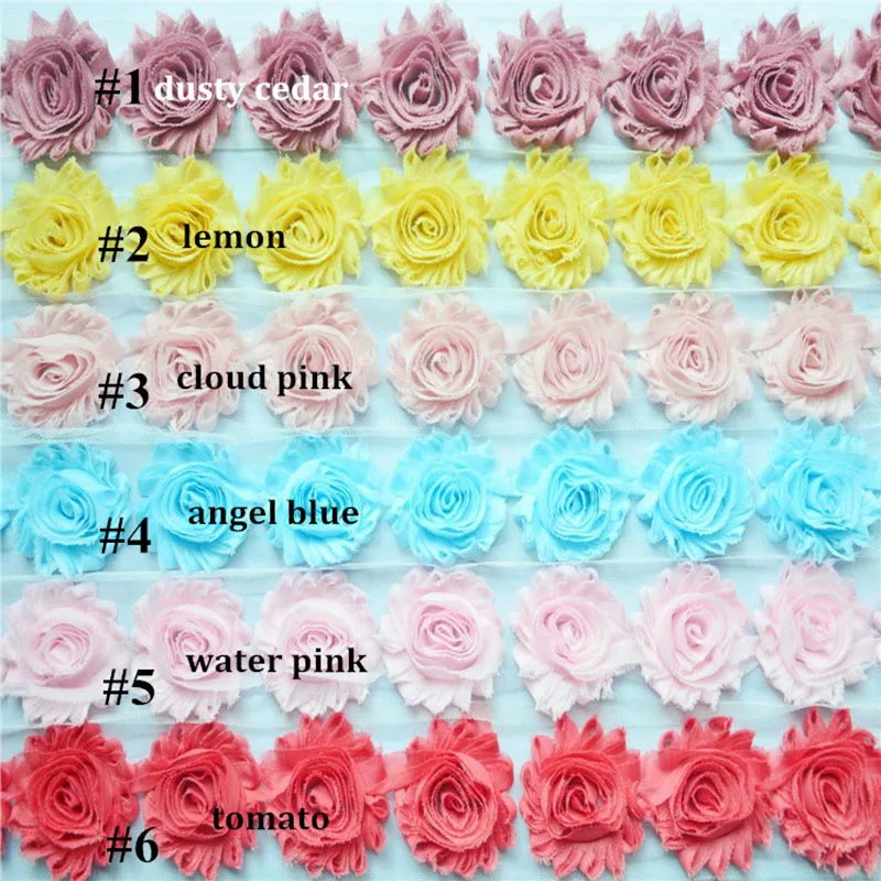 

45 yards/lot, 2.5" Solid frayed chiffon shabby flower , shabby flowers hair apparel accessories (108 colors for selection)