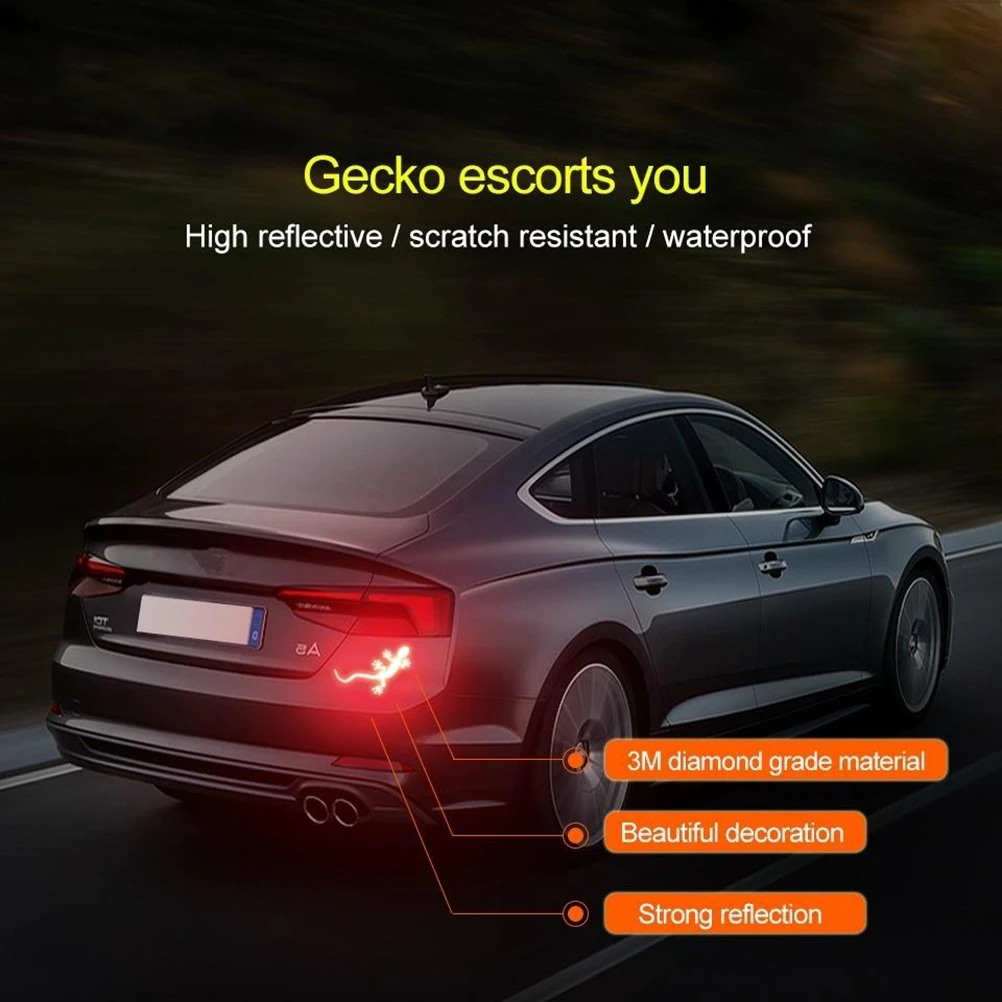 

1pcs Car Reflective Strips Gecko Shape Warning Safety Reflector Sticker Auto Exterior Accessories