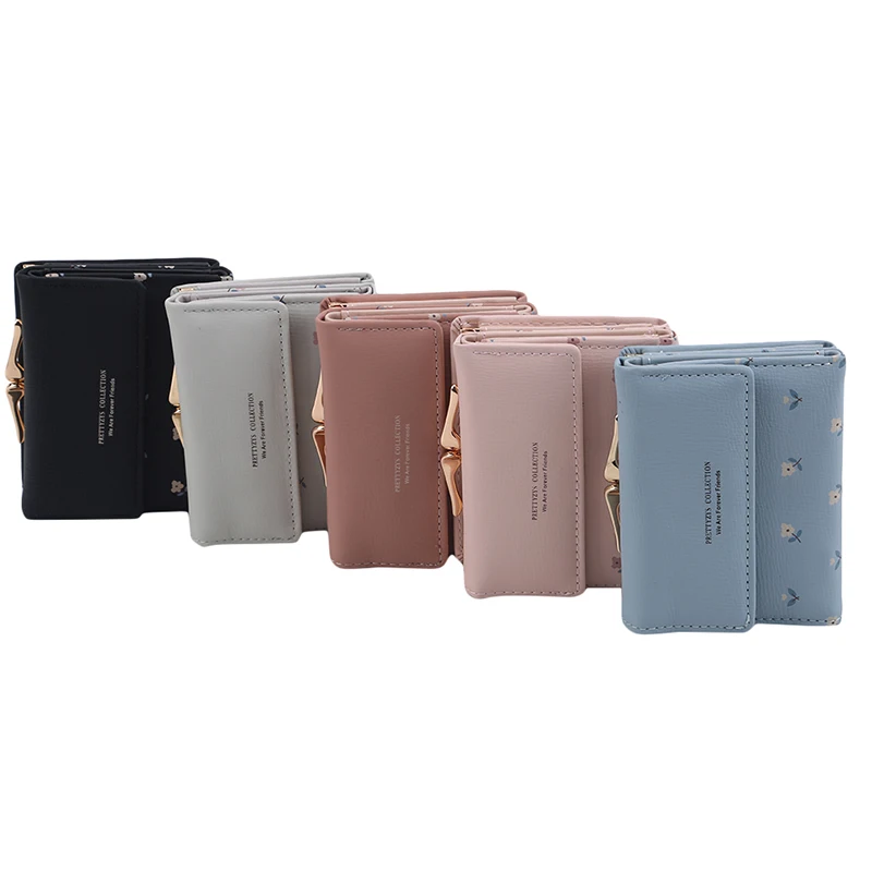 

Women Small Clutch Wallet MultiFunction Change Purses Floral Decoration Big Capacity Wallets Cute Card Holder Money Bag