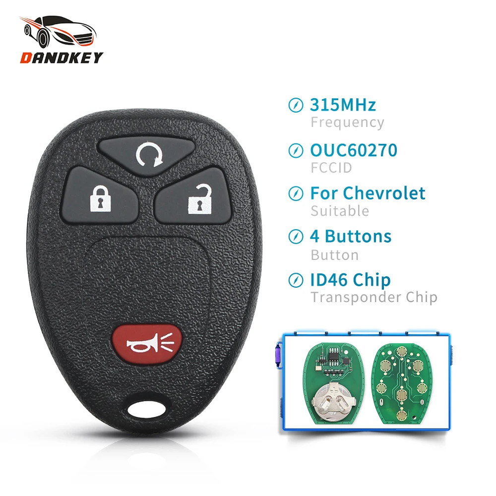 Dandkey дистанционный Автомобильный ключ 4 кнопки OUC60270 Fob 315 МГц для Chevrolet Silverado GMC Acadia