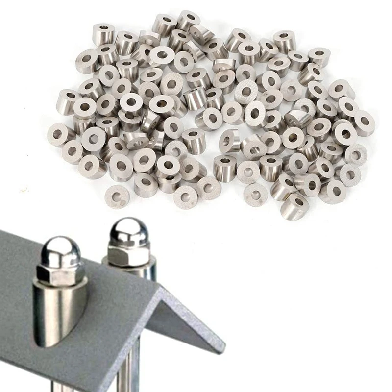 

100Pcs T316 Stainless Steel 1/4inch 30 Degree Angle Beveled Washer for 1/8inch to 3/16inch Deck Cable Railing