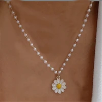otoky choker clavicle chain fashion jewelry little daisy necklace pearl chain chrysanthemum personality temperament necklace