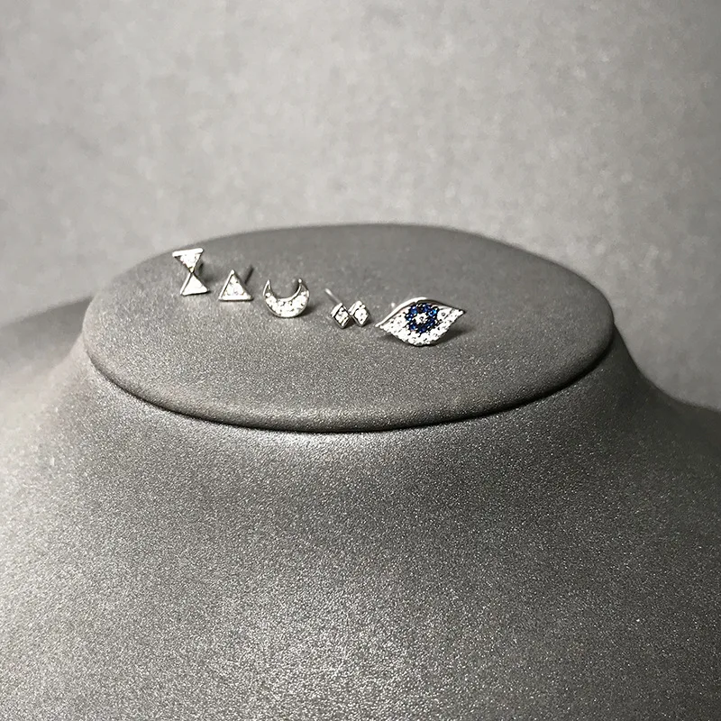 

S925 sterling silver summer new evil eye stud earrings female fashion personality retro design devil eye jewelry birthday gift