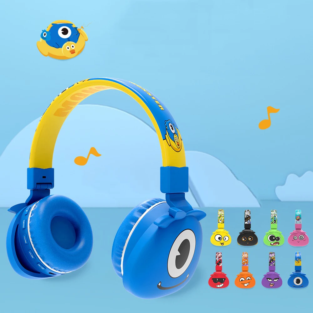 Милые Монстры дети гарнитура Bluetooth 5 0 поддержка SD карты аудио кабель наушники для