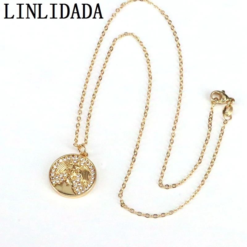 

10Pcs Fashion Pendant Necklace Gold Color CZ Paved /Round Necklaces Fashion Accessory Party Jewelry