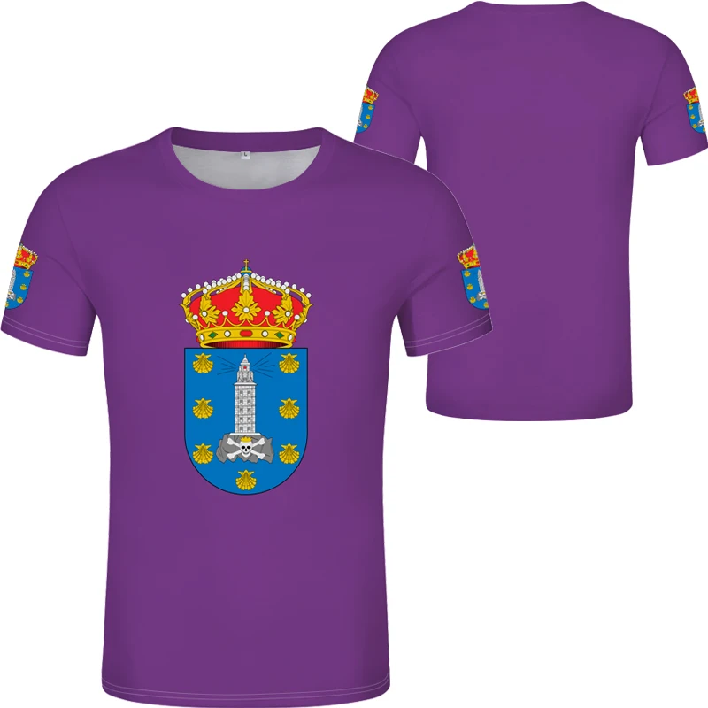 La Coruna T-shirt free custom football shirt casual Spanish Galicia T-shirtA Provincial Flag | Мужская одежда