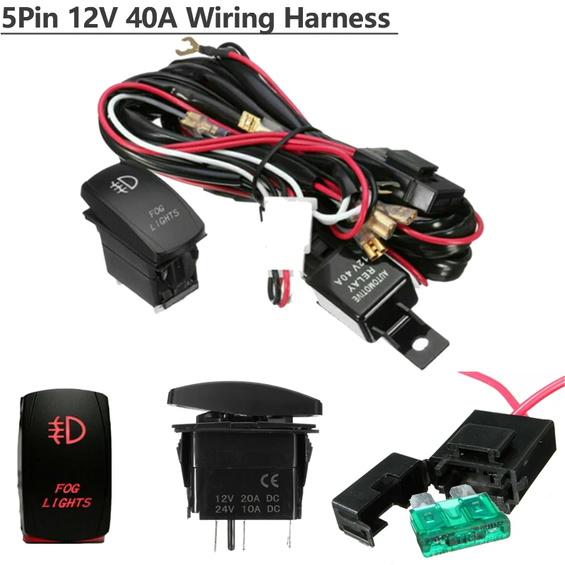 5Pin 12V внедорожник светодиодный светильник Кулисный Переключатель Жгут проводов