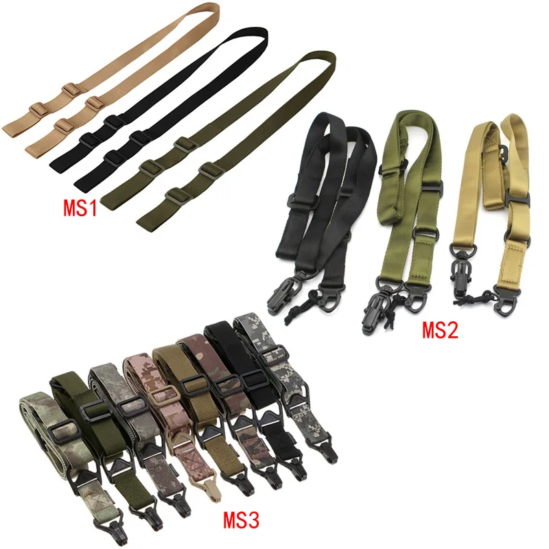 

MS1 MS2 MS3 MS4 Gun Sling Tactical Rifles Carry 2 Points Sling Adjustable Length Multi Mission Nylon Shoulder Strap Airsoft Gun