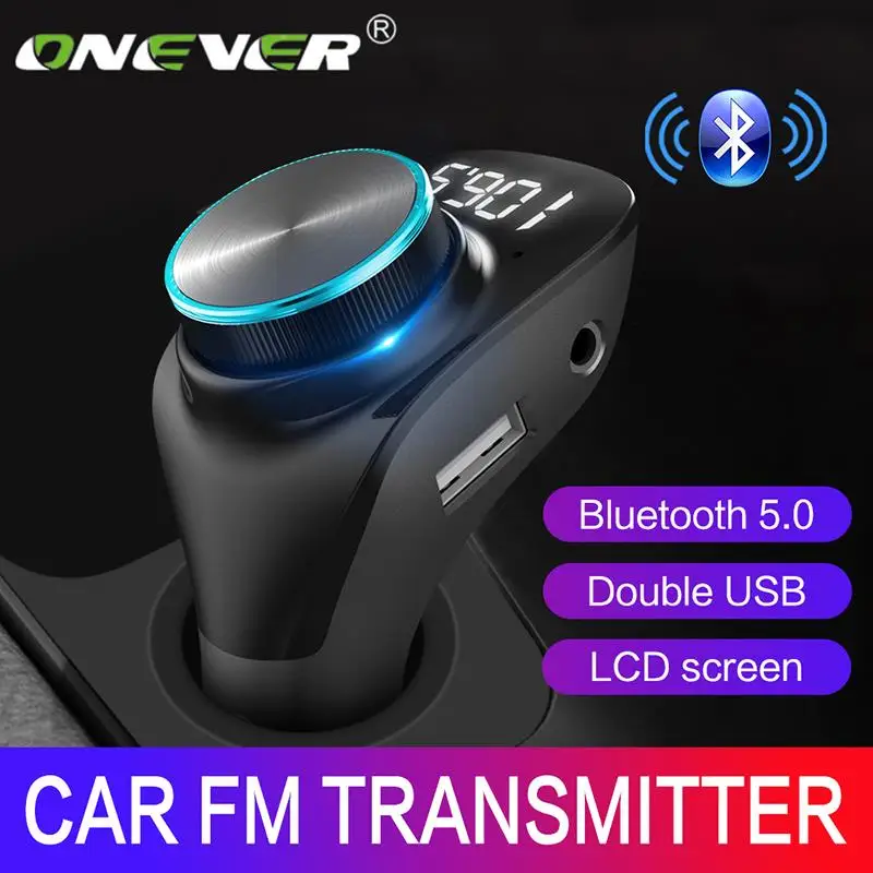 Автомобильный fm передатчик Onever беспроводной модулятор Bluetooth 5 0 AUX mp3 плеер двойное