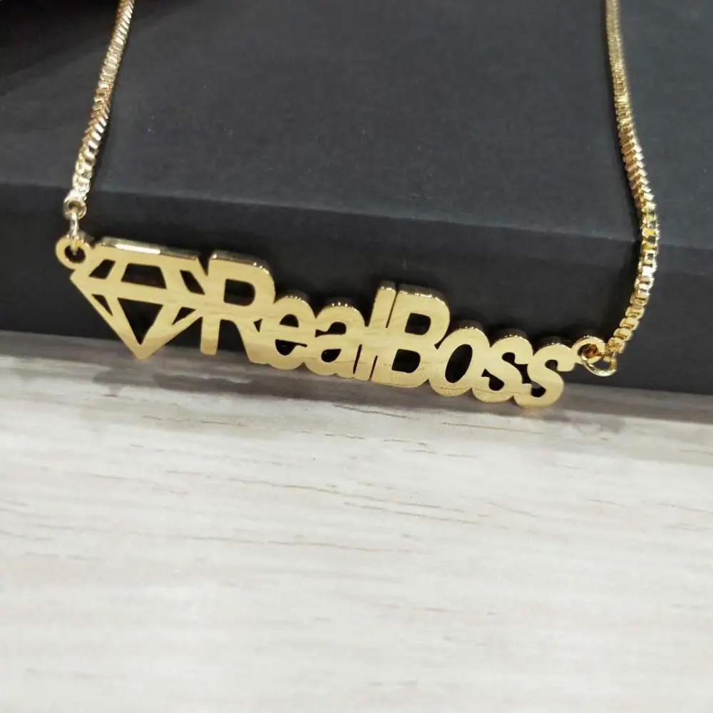 Индивидуальное ожерелье DOREMI с именем для женщин буквами и цепочкой в коробке