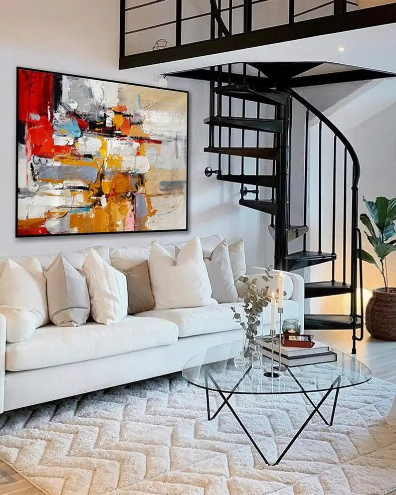 Beste Handgemaakte Acryl Schilderen Paletmes Moderne Canvas Art Werk Abstract Kunstwerk Grote Wall Art Office Woonkamer Decor Olie