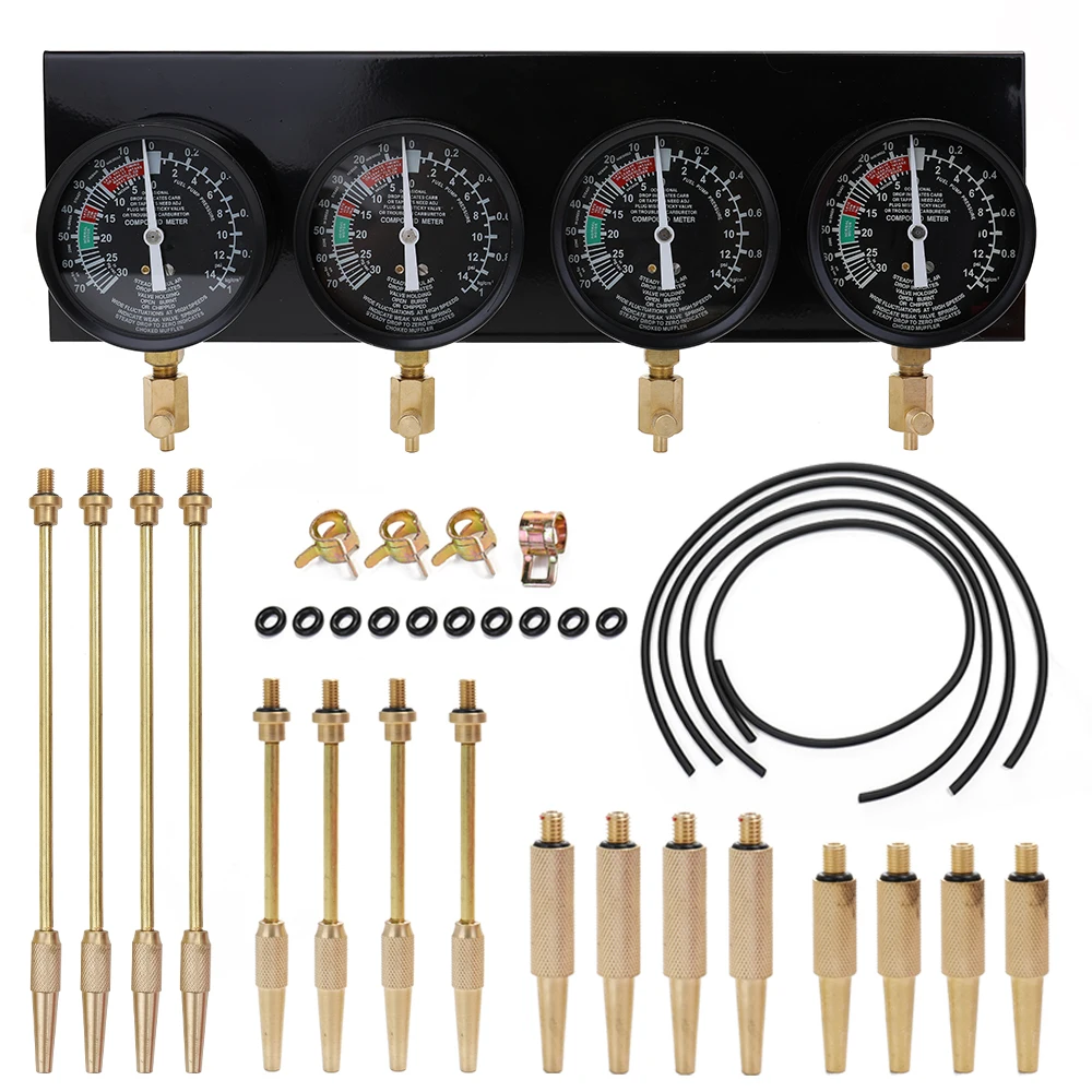 

Meterk Professional Portable Fuel Vacuum Carburetor Synchronizer Set 4 Gauges Tool Kit For Motorcycle