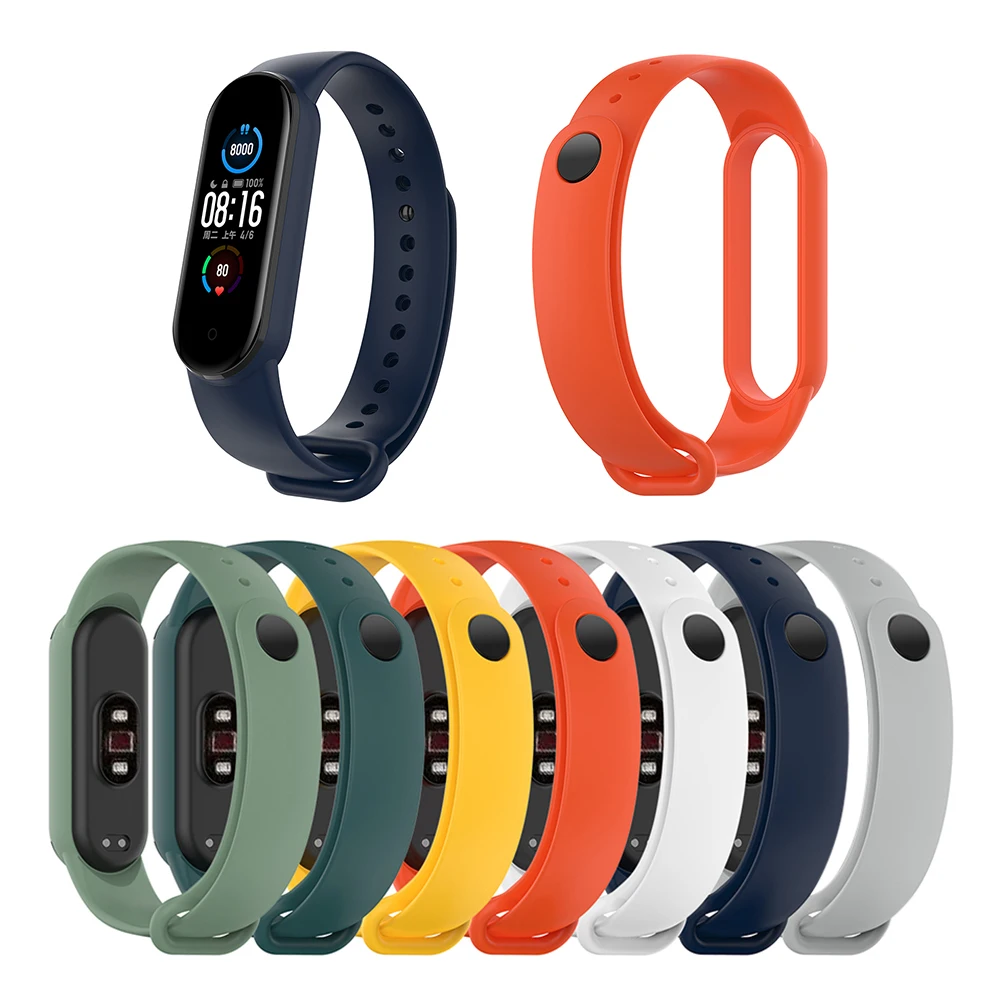 

Универсальный силиконовый сменный смарт-браслет для Mi Band 6/6 NFC/5/5 NFC Huami Amazfit Band 5, Однотонный Регулируемый Браслет