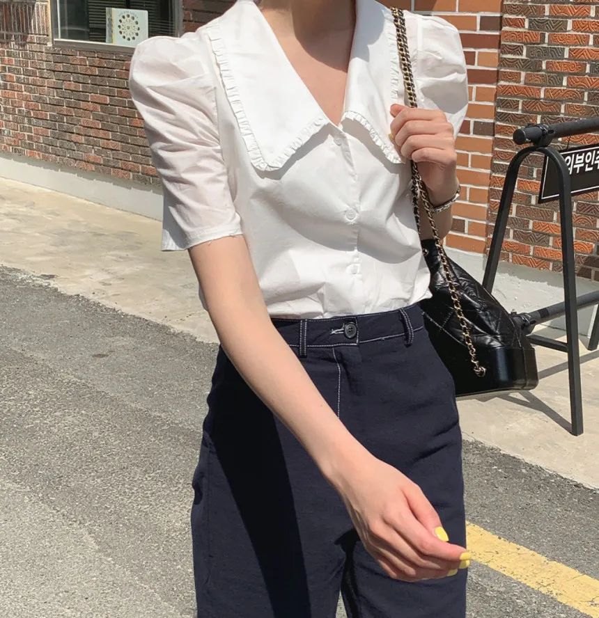 Женская блузка с рукавами-фонариками REALEFT винтажная Повседневная свободного