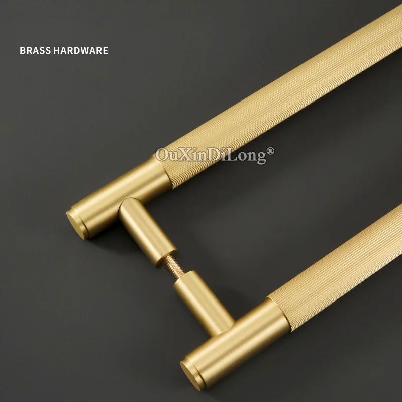 

1PCS Matt Gold Black Brass Striped Door Handles Double Door Wood Door Shower Room Single Side Double Side Pulls GF493