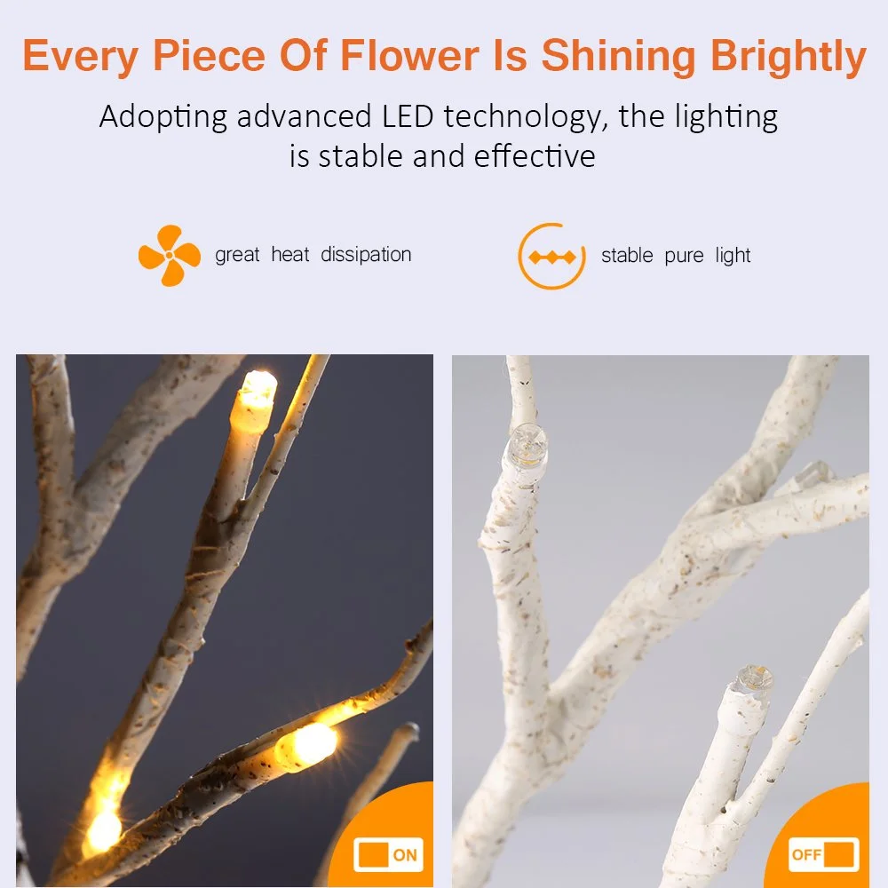 Фирменная Новинка 60 см светодиодный принтом в виде березовых деревьев теплый