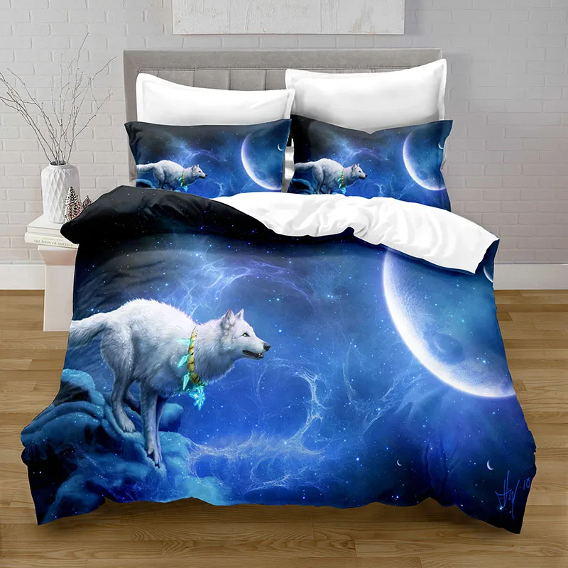 

Комплект постельного белья из 100% полиэстера с изображением животных, волков, пододеяльник с цифровым принтом, наволочка, постельное белье д...