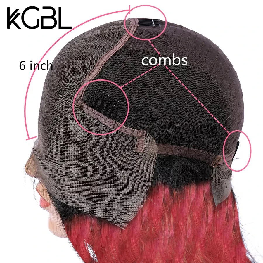 KGBL 13*6 кудрявые 1B/99j парики из человеческих волос на фронте с волосами младенца 8