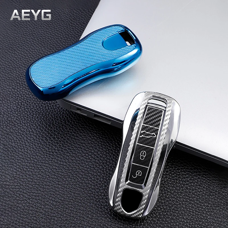 

Tpu Carbon Filber Car Smart Key Case Cover Shell Fob For Porsche Cayenne 911 996 Panamera Macan Boxster 986 987 Accessories