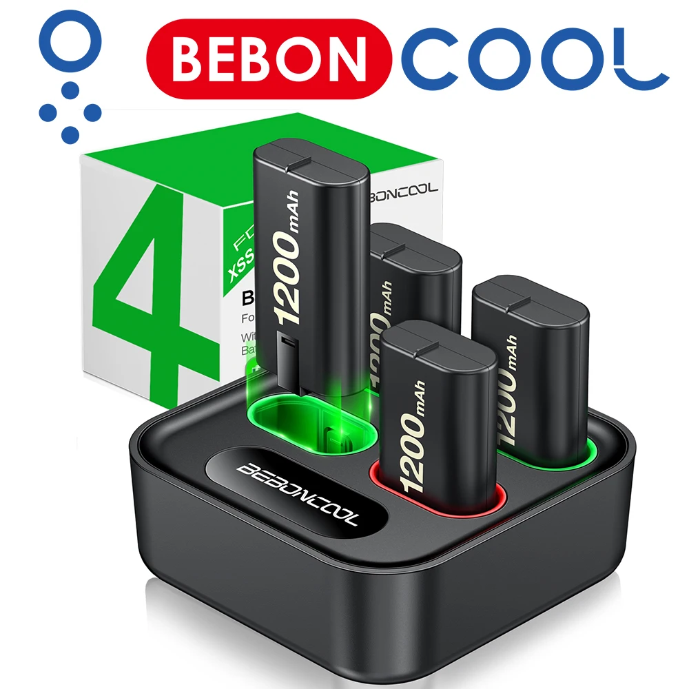 

NEW2022 NEW QI ML1 BEBONCOOL 4x1200mAh USB Charger for Xbox Series S/X Xbox One X/S Controller Rechargeable Battery Pack for