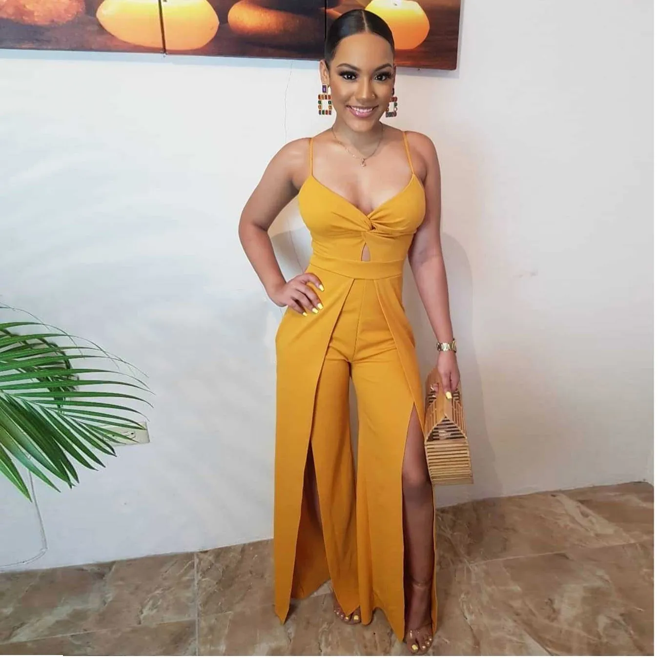 Женский Длинный комбинезон свободный с открытыми плечами на лето 2019 | Женская