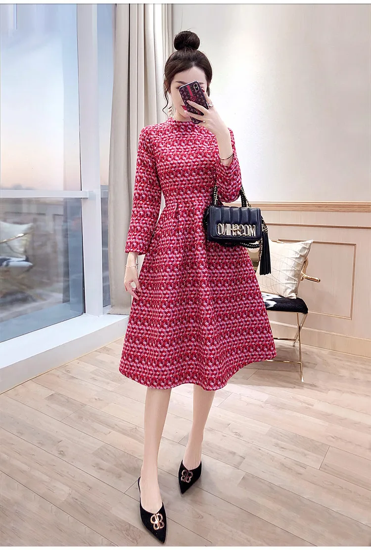 Tingfly винтажные элегантные жаккардовые трапециевидные платья женские модные