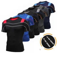 quality mens short sleeve compression running t shirt men quick dry gym fitness running sports tights mens sportswear