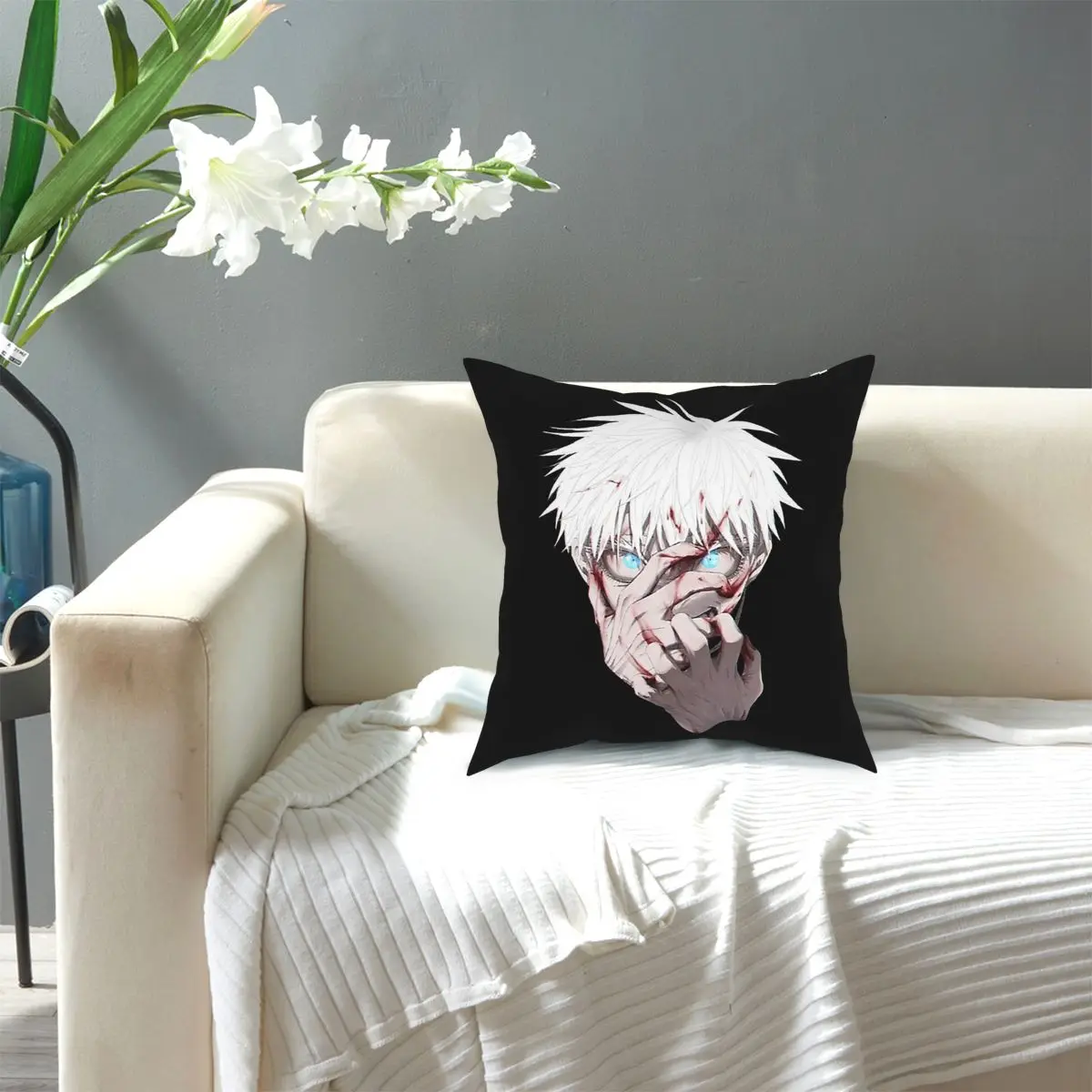 

Jujutsu Kaisen Gojo Japanese Manga-Anime Throw Pillow Cover Polyester Cushions for Sofa Creative Pillowcover Home Decor