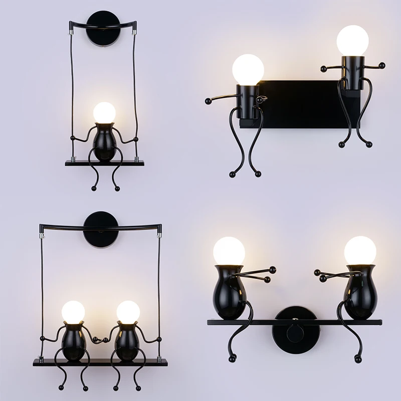 Современный мультяшный кукольный настенный светильник приспособление