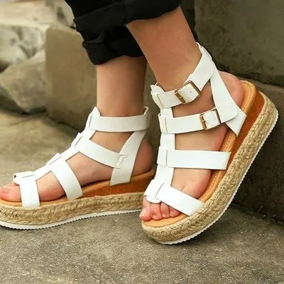 

Модные женские сандалии на платформе для прогулок; Босоножки; Женская летняя обувь с плоской подошвой для женщин; Босоножки на платформе; Пл...