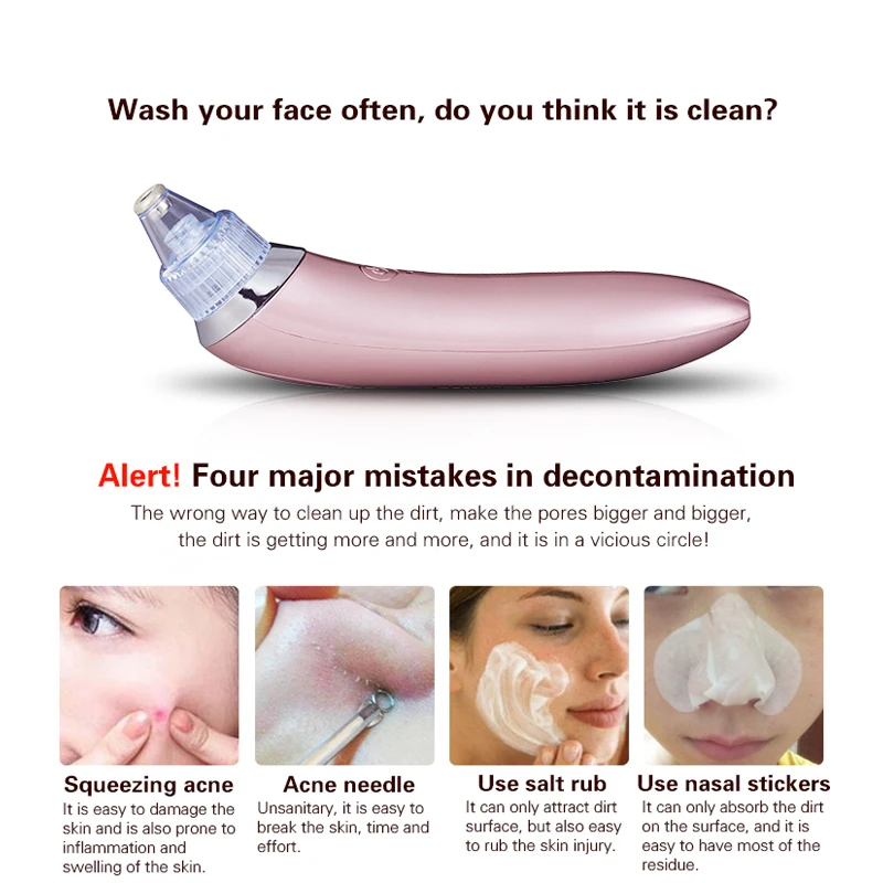 Facial Vacuum Pore Cleaner Blackhead Remover Electric Acne Clean Exfoliating Cleansing Comedo Suction Beauty Skin Machine | Красота и