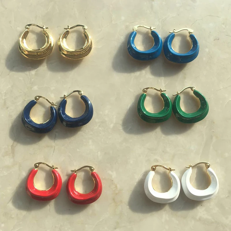 Новые многоцветные французские латунные маленькие круглые серьги rookie field |