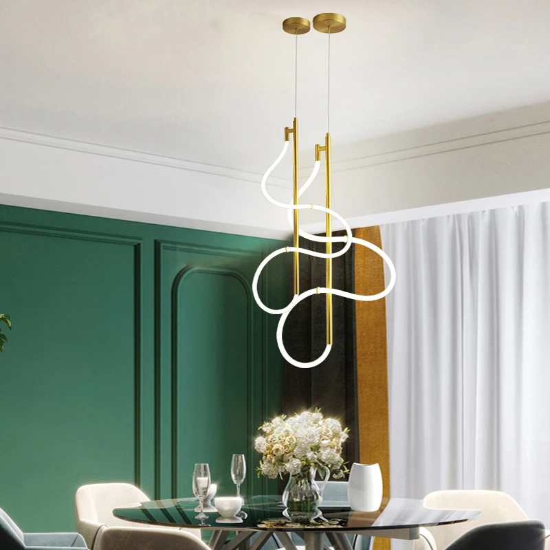 

LED Postmodern Golden White Designer Chandelier Lighting Lamparas De Techo Suspension Luminaire Lampen For Dinning Room