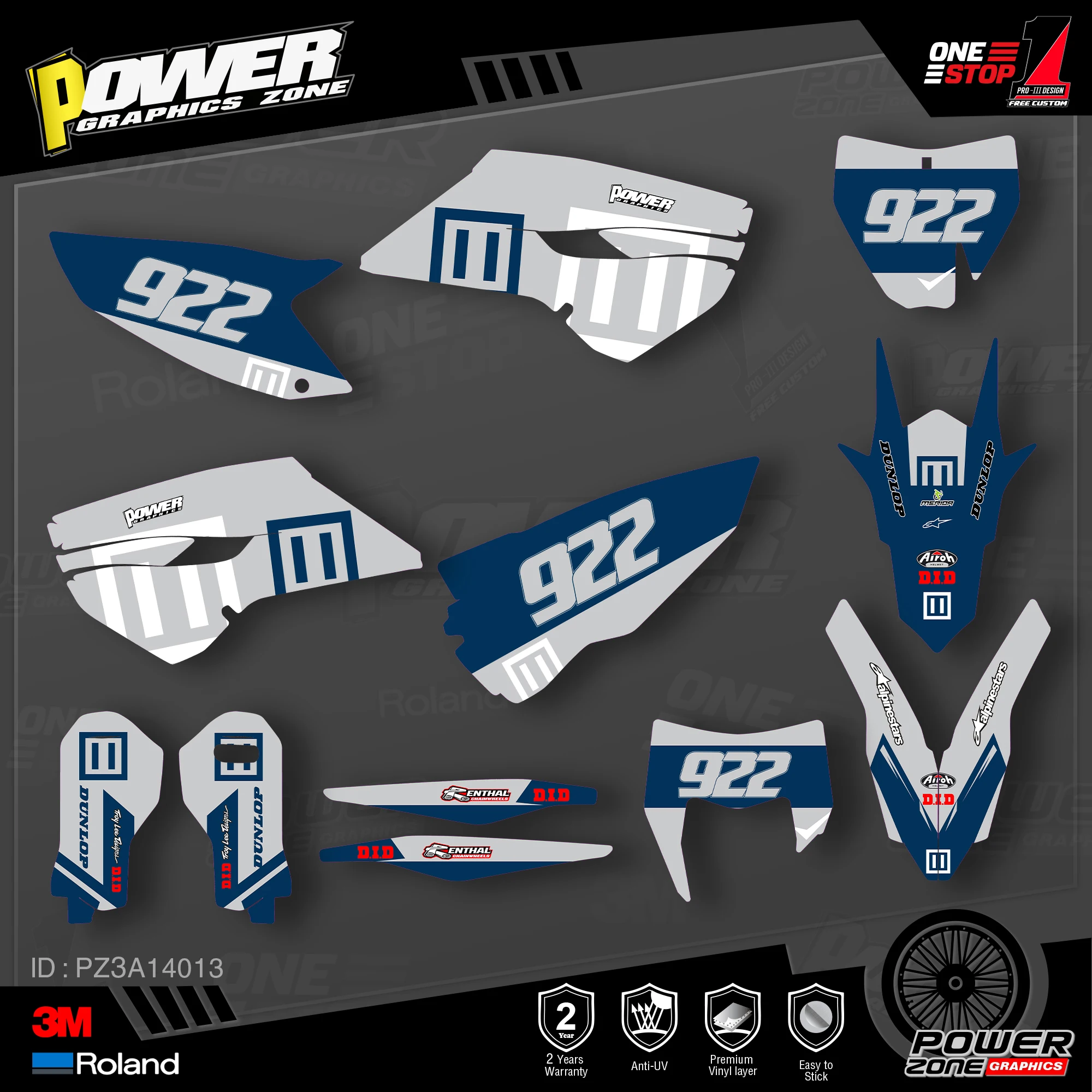 PowerZone Custom Team Graphics наклейки 3M Набор стикеров для Husqvarna наклейка 2014-15 TC FC 2015-16 FE TE 125 до