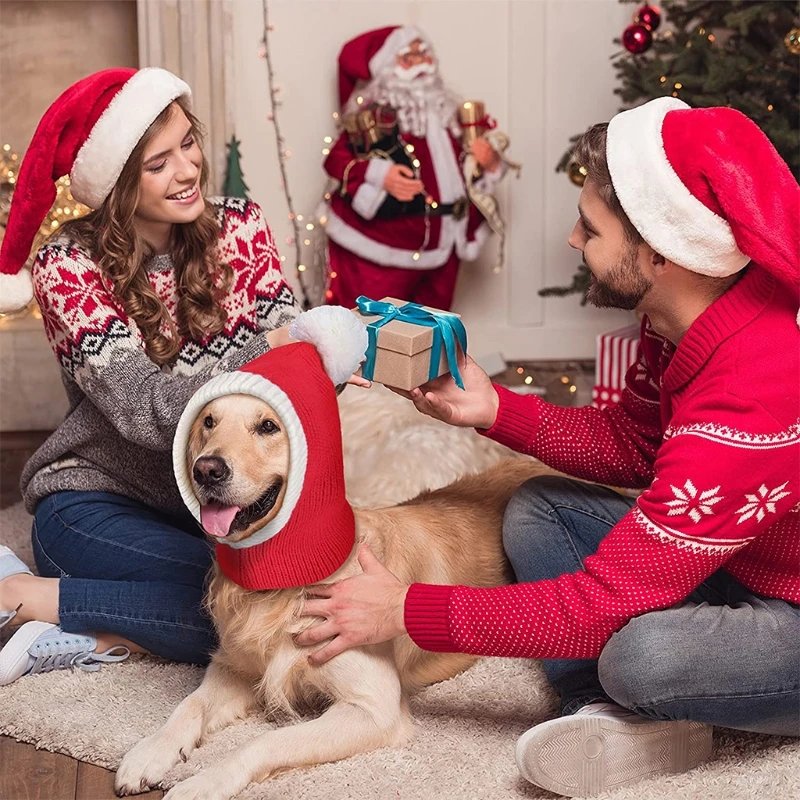 

1 шт. Рождественская шапка для домашних животных, подогреватель для шеи и ушей для кошек и собак, аксессуары для костюмов на вечеринку, эласт...