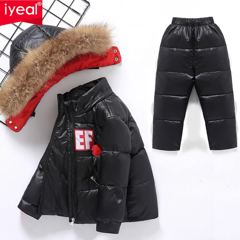 Парка IYEAL из натурального меха для мальчиков и девочек зимняя куртка на утином