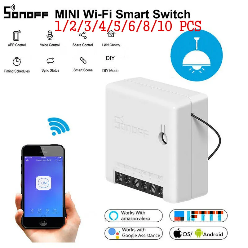 SONOFF мини Wifi умный переключатель модуль 110-240 в контрольный Лер светильник с таймером переключатель голосового управления работа с Amazon Alexa Google Home